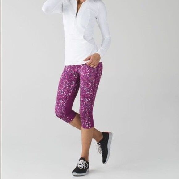 Lululemon Size 6 Real Quick Crop 19" Pink Floral - Picture 1 of 8
